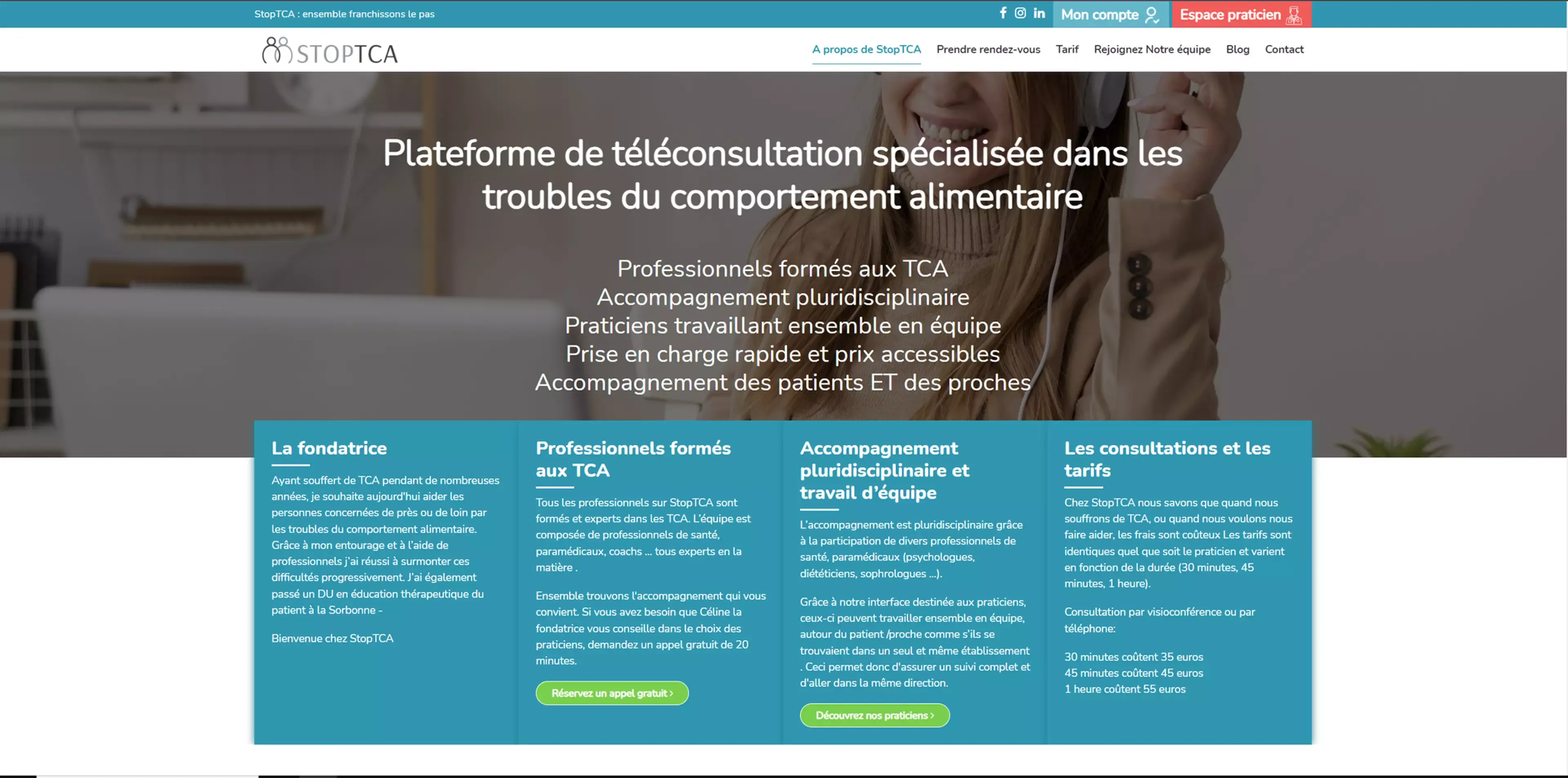 StopTCA.fr - Plateforme médicale pour les TCA - Screenshot 1